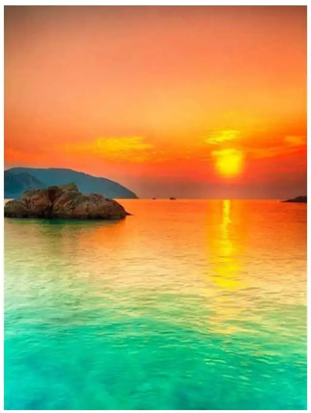 Алмазная вышивка сделай сам закат остров алмазная живопись пейзаж домашний