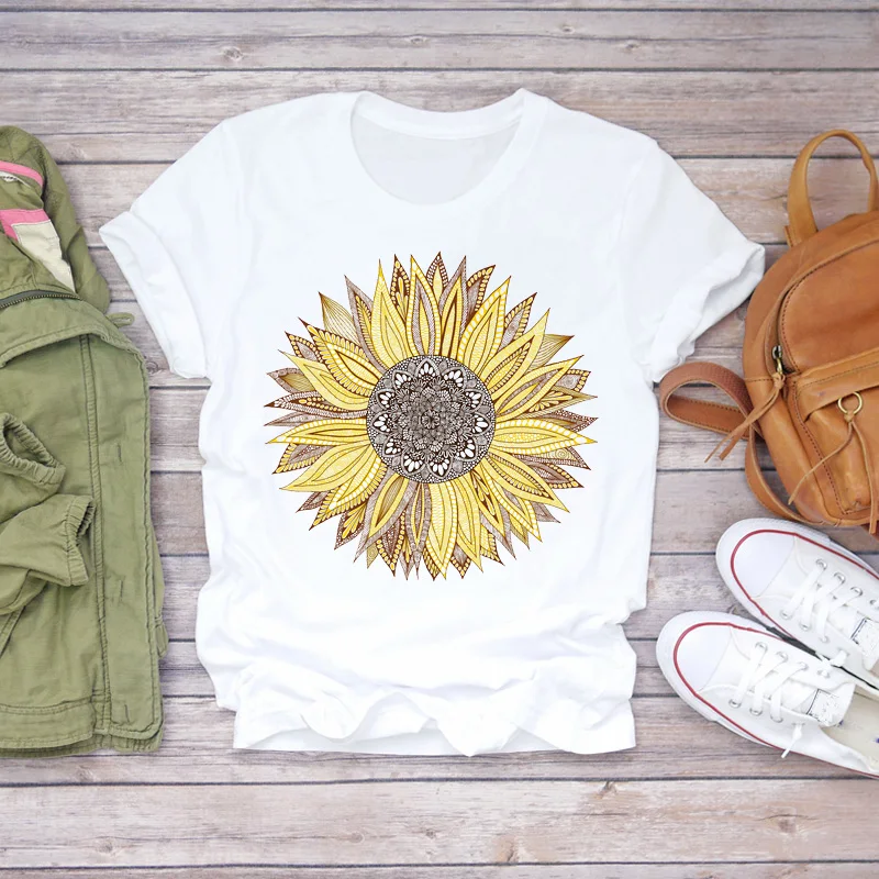 

Women Flower Christmas Deer Floral Cute Printing 90s Lady Print T-shirts Top T Shirt Ladies Womens Graphic Female Tee T-Shirt
