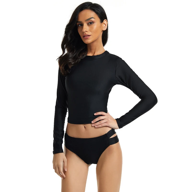

Bikini For Women 2021 Swimwear Set Beachwear Long Sleeve Surf Swimsuit Diving Suit Sexy Print Polyester Sierra Surfer Plus Size