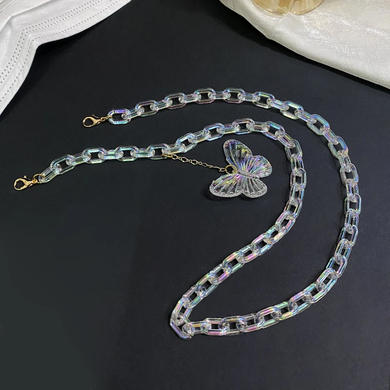 

Acrylic Chain For Face Mask Necklace Glasses Elegant Butterfly Chain Sunglasses Straps Mask Lanyards Women Neck Chains Holder