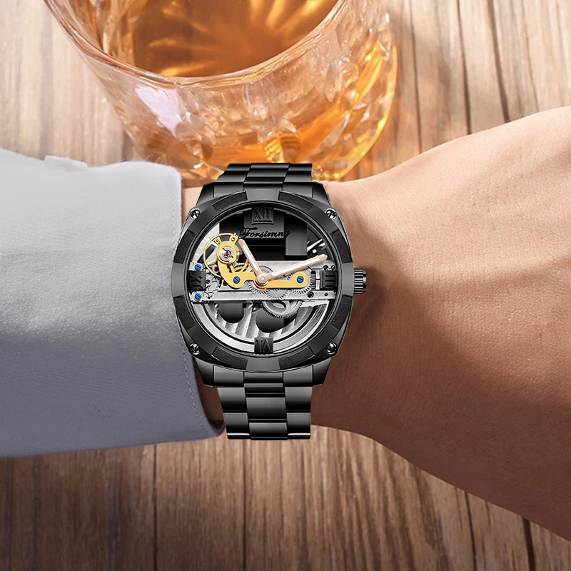 

Forsining 2021 New Top Brand Luxury Men's Automatic Mechanical Watch Skeleton Tungsten Steel Waterproof Self-Winding Watch