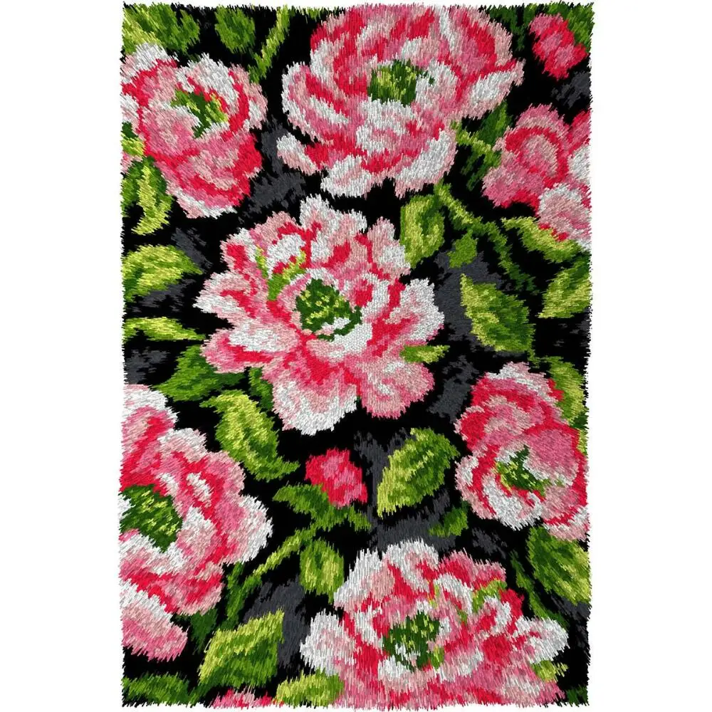 

Carpet embroidery DIY Latch Hook Kit with Printed Flowers Pattern Crochet Needlework Crafts for Kids and Adults Tapestry