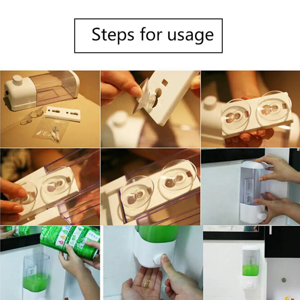 

500ml Wall Mount Soap Dispenser Bathroom Shower Lotion Shampoo Liquid Bottle Hand Bathroom Accessories