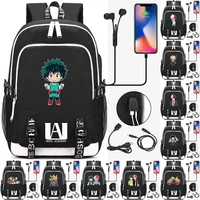anime mha backpack my hero academia cosplay bookbag for boys girls unisex school bag with usb charging port mochila