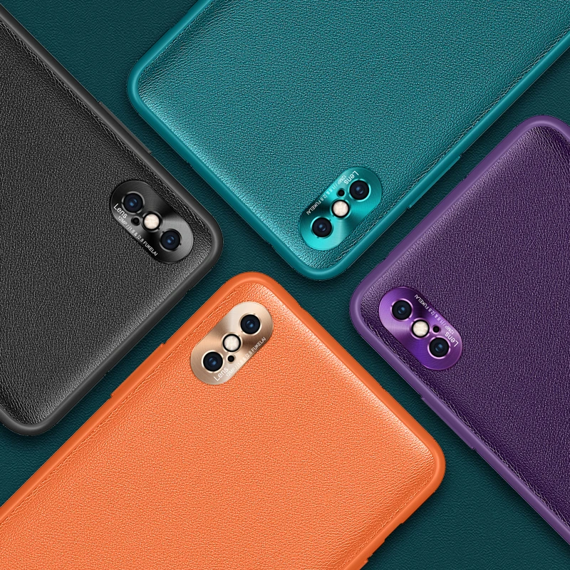 

Ultra Thin Leather Case For APPLE iPhone XS Max XR XS X Camera Protection Cover Luxury Hardware Plain Shockproof Phone Cases