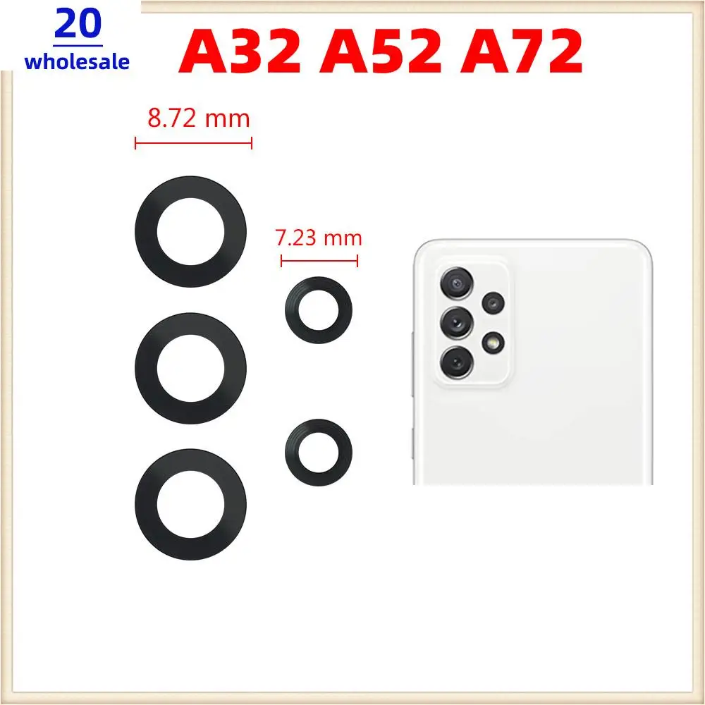 

20 Sets For Samsung Galaxy A32 A52 A72 4G 5G Rear Camera Glass Lens Camera Glass Lens With Glue Sticker Adhesive Phone Parts