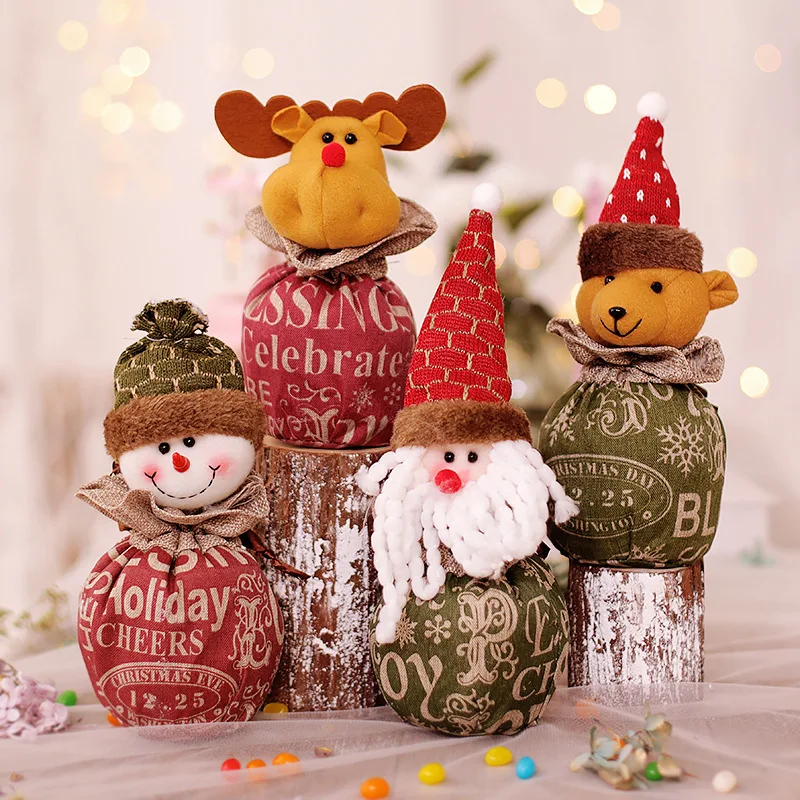 

Christmas Decorations Christmas Eve Apple-bag Gift Bag Elk Snowman Santa Claus Shaped Candy Bag Originality New Year 2022