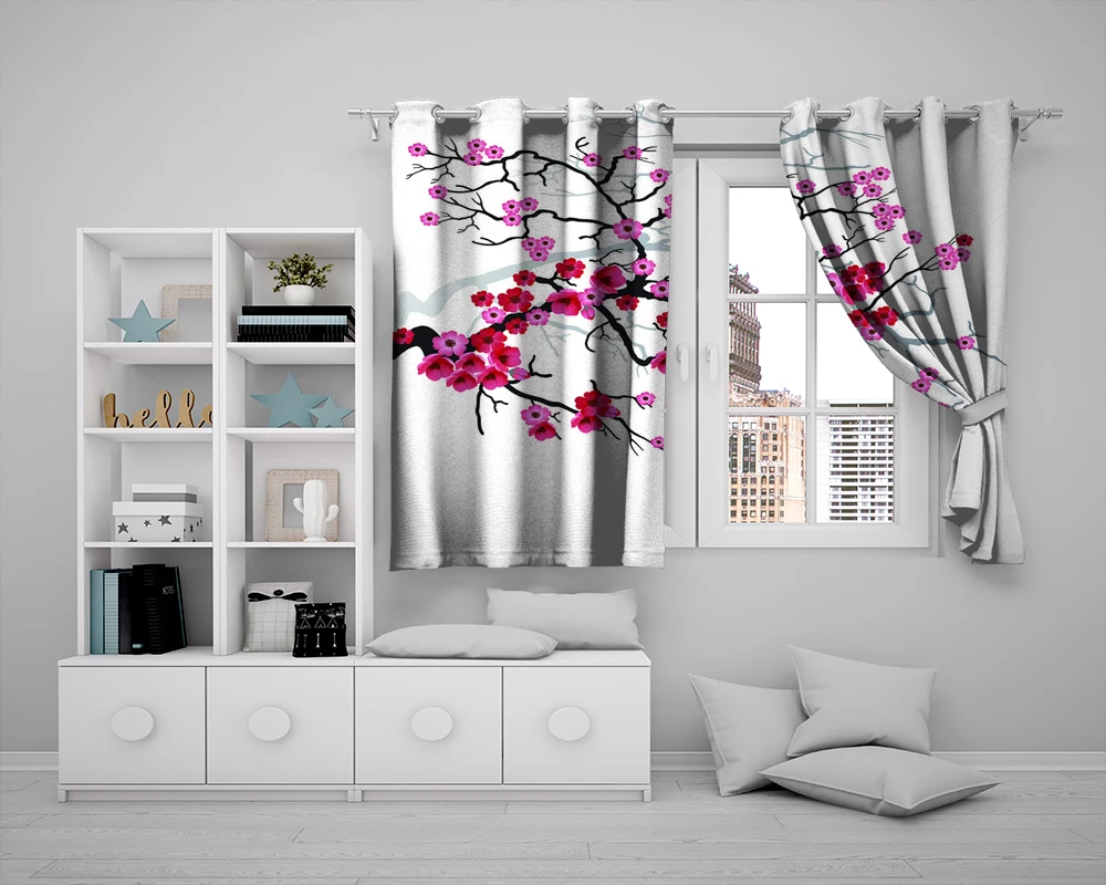 3d Blackout Curtain Modern Beautiuful Window Charming Red Flowers Fine Floral Decoration Curtains | Дом и сад