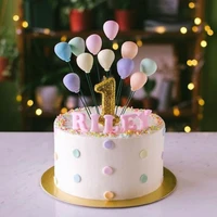 5pcs diy rainbow birthday balloon cake topper happy birthday party decor kids 1st colorful number cake decor wedding baby shower
