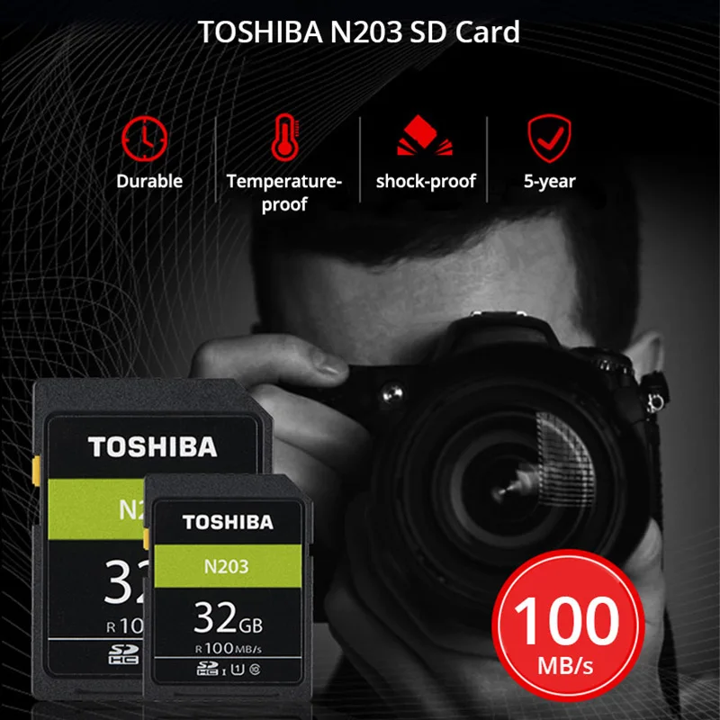 TOSHIBA высокоскоростная SD-карта памяти 32 ГБ 64 128 | Компьютеры и офис