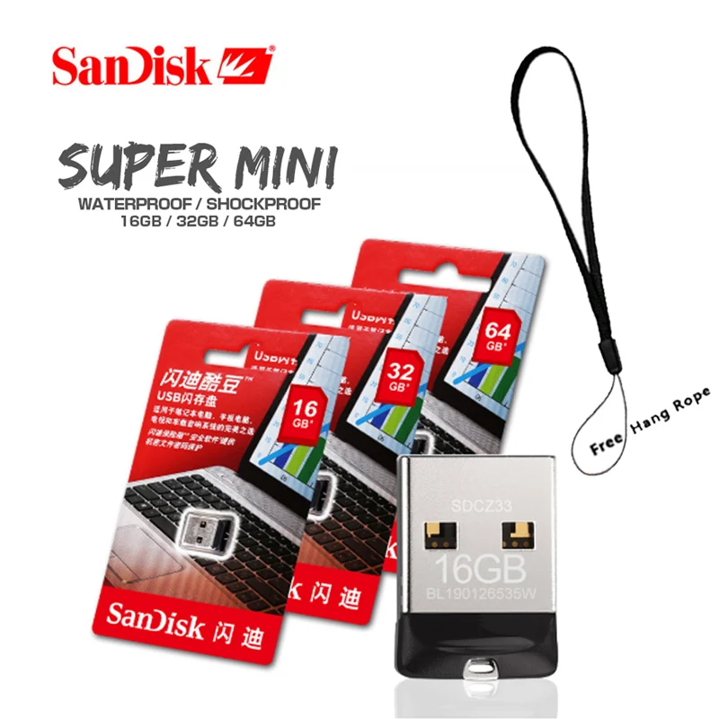 USB флеш накопитель SanDisk CZ33 128 Гб/64 Гб/32 ГБ/16 ГБ флешка 2 0|USB флэш-накопители| |