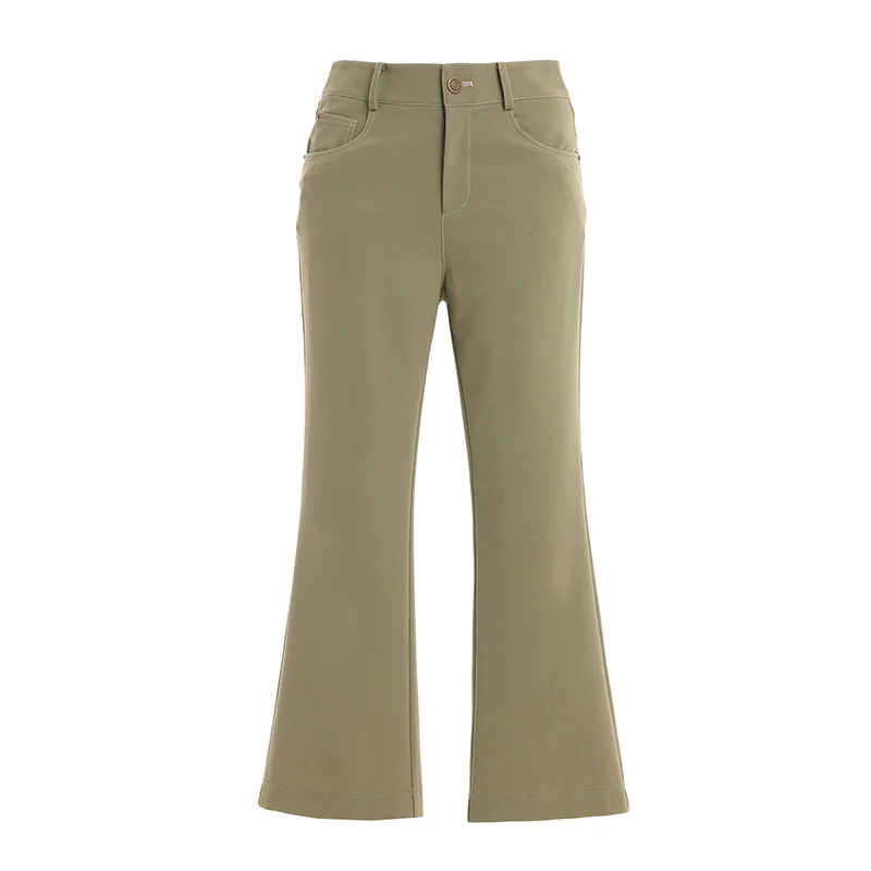 

Gowani Women Summer Casual Skinny Slim Fit Elastic Olive Green Cropped Flare Pants