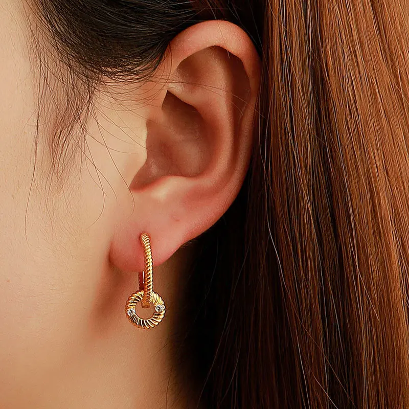 

Ins Trend Jewelry Circle Earrings Vintage Golden Hoop earrings Zircon Earrings for women Ring Pendant Earrings