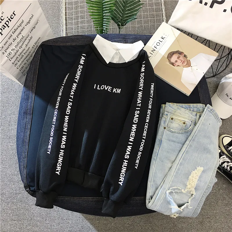 4 размера, M-XXL, тонкий пуловер для женщин, модный, пэчворк, воротник поло, толстовка, Kpop, с буквенным принтом, мода 90 s, топы, осень