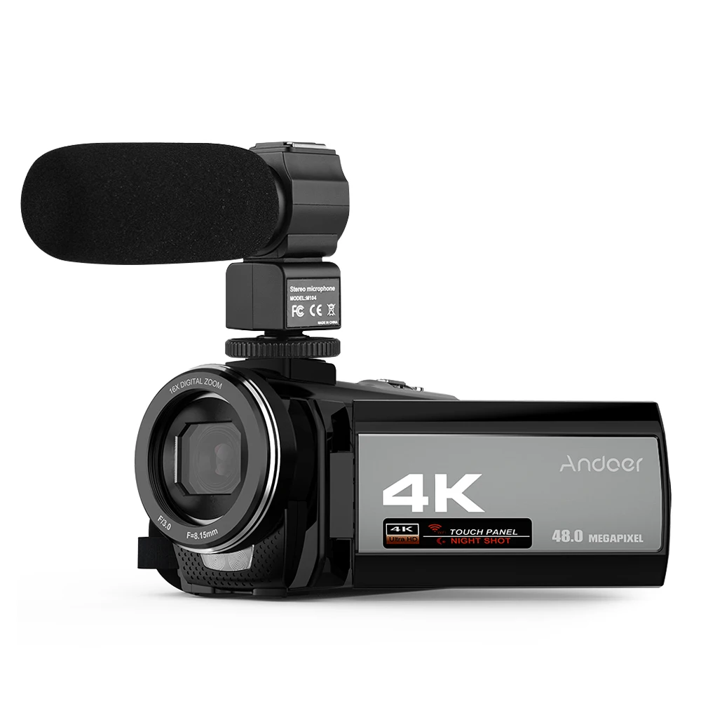 Цифровая видеокамера in cz Andoer 4K Ultra HD 48 МП Wi Fi сенсорный экран 3 0 дюйма инфракрасная
