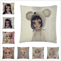 cute poison girl dolls koalaumebosh pattern linen cushion cover pillow case for home sofa car decor pillowcase45x45c