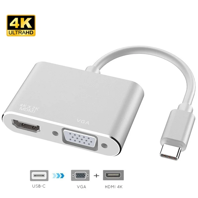 Адаптер USBC для VGA USB 3 1 Type C HDMI совместимый видео конвертер адаптер нового Macbook Pro/