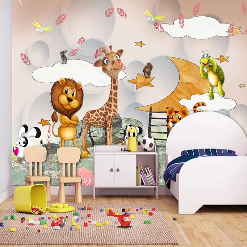 Пользовательские 3D настенные фрески обои для детской комнаты Мультяшные