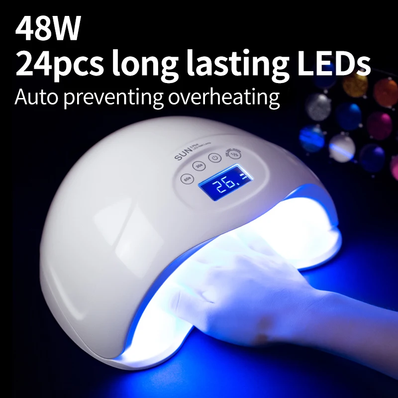 Светодиодная УФ-лампа для ногтей SIMINAIL 48 Вт для сушки 2 рук US Plug AU с ЖК-дисплеем для дизайна ногтей 405nm Lampara UV от AliExpress RU&CIS NEW