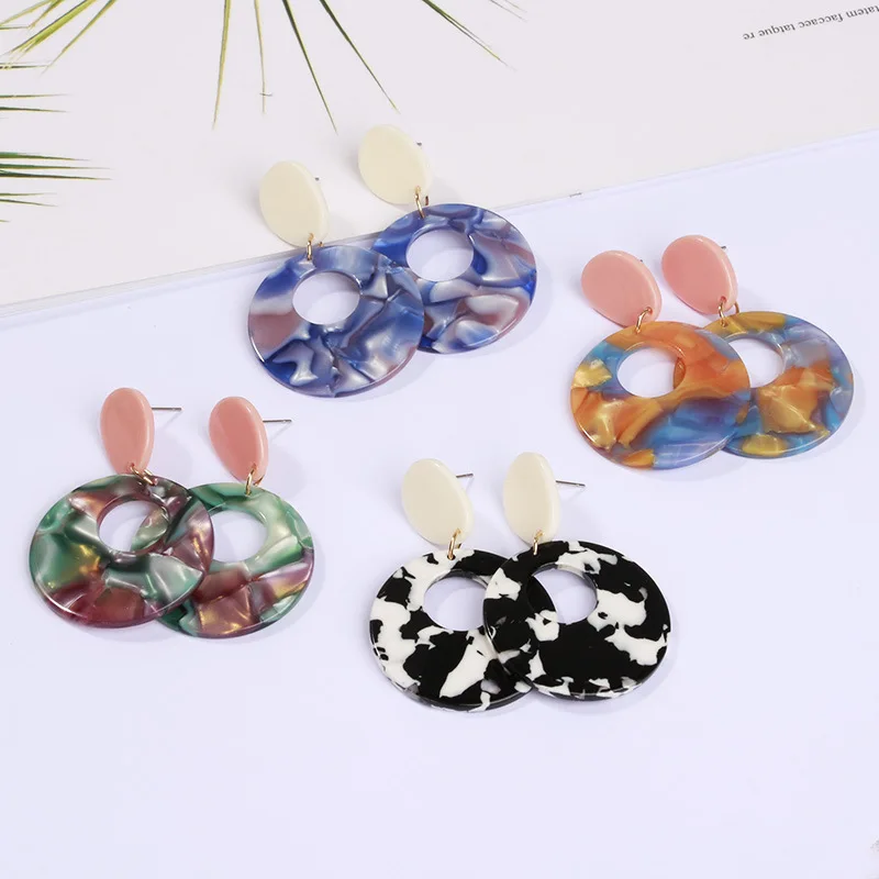 BOJIEER Neoacetic Plate Earrings With Circular Geometric Pendant For Women's Party Fashion Jewelry