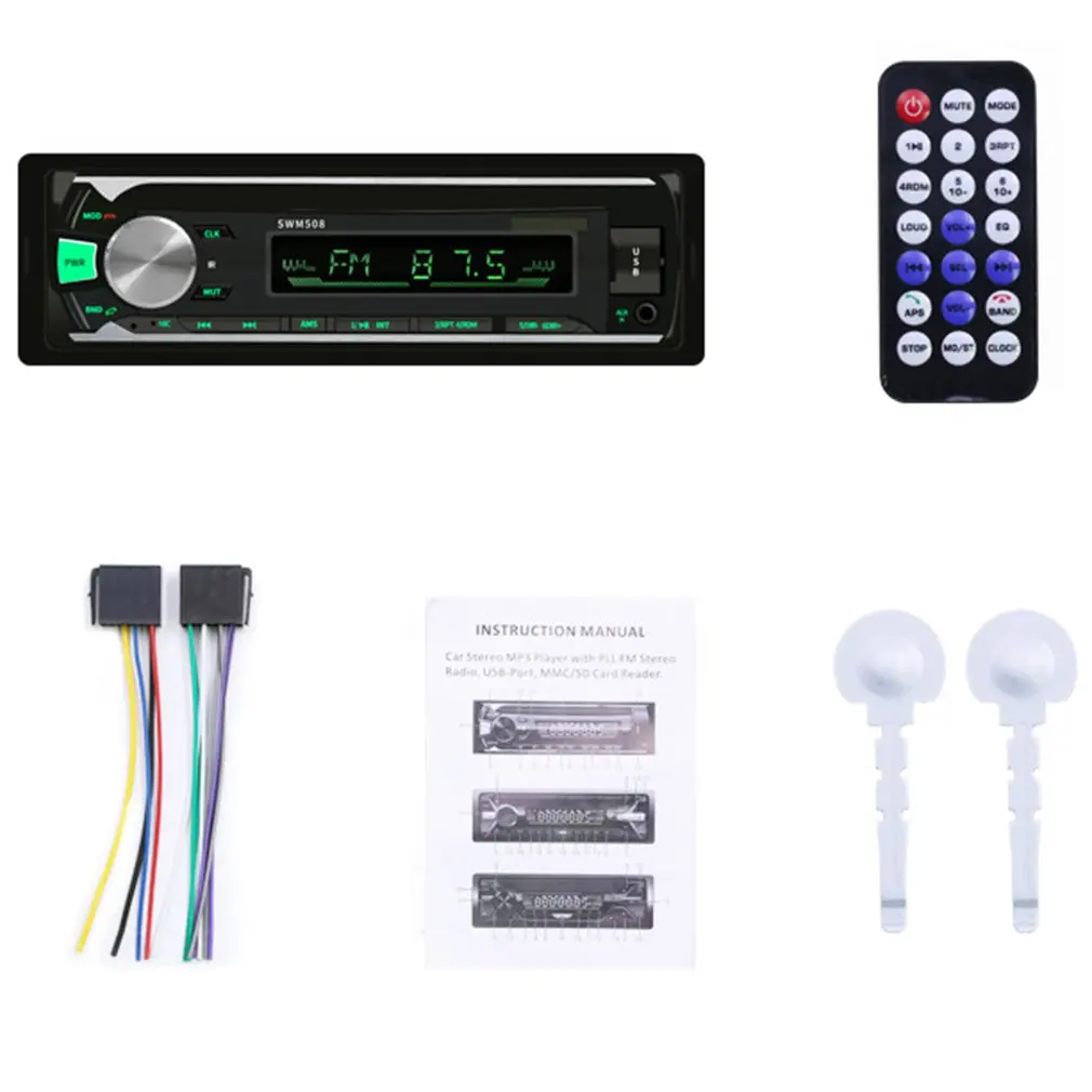 

12v Colorful Wireless Radio Mp3 Car Player Swm-508 Hands Free Fm Radio Card U Disk Machine Car Central Control Modified Audio