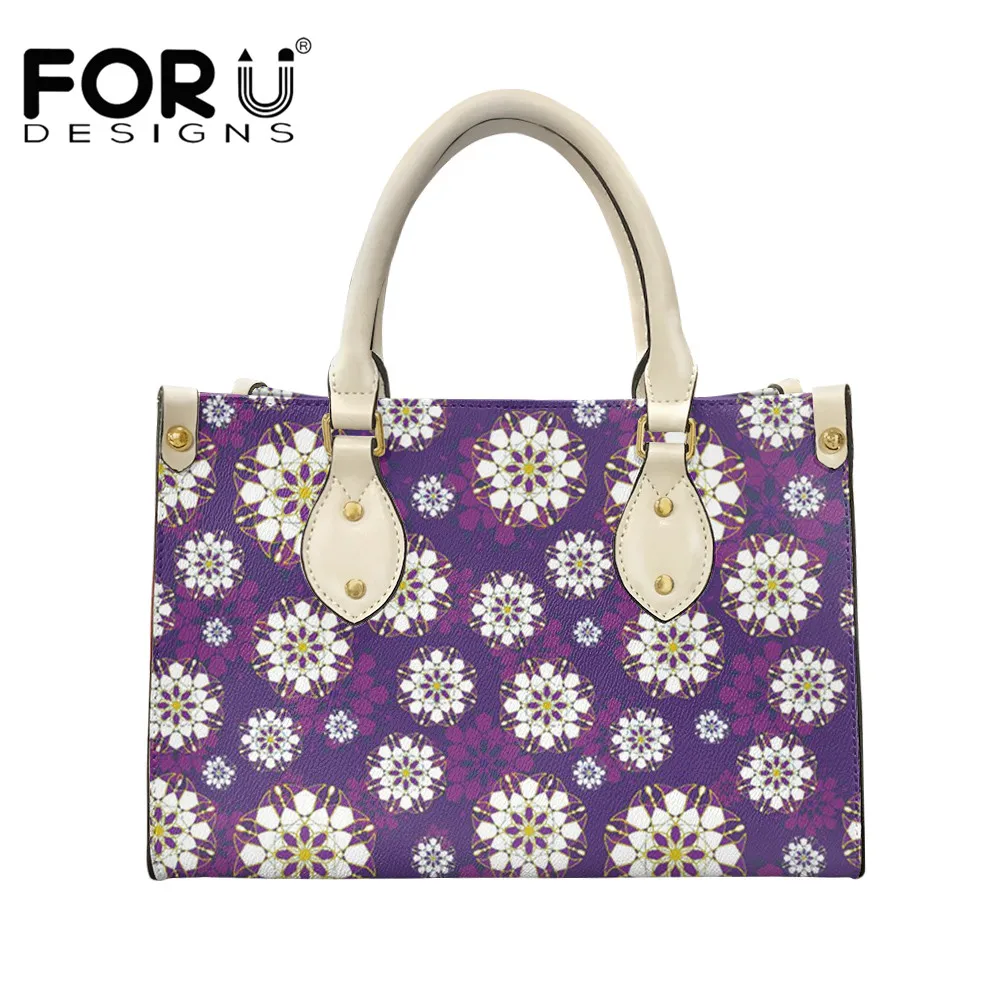 

FORUDESIGNS Large Capacity Top-Handle Bag for Women Casual Messenger Bag Polynesian Tribal Pattern Ladies PU Leather Handbags