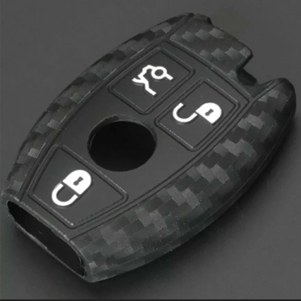 

1PC Key Protector 3 Buttons For Mercedes Benz E S 2000+ Carbon Fiber Black Carbon Fibre Look Key Case