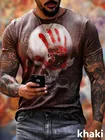 Мужская летняя футболка с принтом крови и ладони, футболка с коротким рукавом и 3D-принтом черепа, Большие футболки