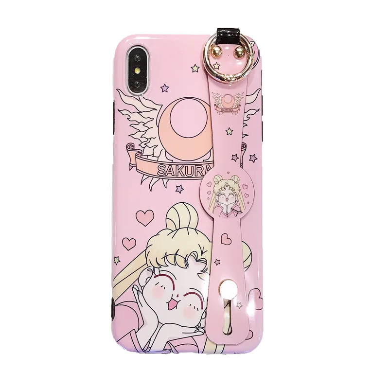 P30pro Сейлор Мун ремешок чехол мягкий чехол для мобильного телефона для huawei P30/P20 pro mate20 pro/3/4/5 V20 симпатичный держатель в виде ракушки+ платье на бретелях