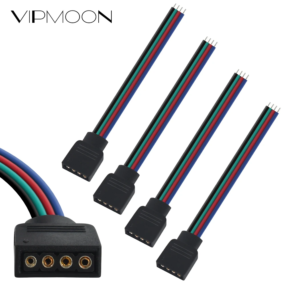 

5PCS LED 5050 RGB Strip Light Connector 4 Pin Conductor Strip to Controller Jumper Solderless for 5050 Flexible LED Strip light