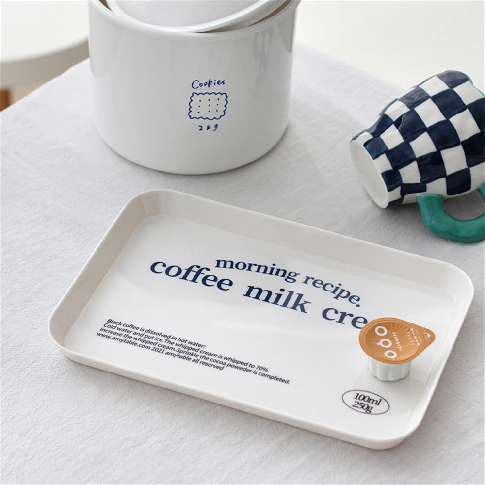 Ins Korean Breakfast Serving Tray Melamine Storage Plate for Dining Table Coffee Cake Kitchen Tea Coaster Bakery Rack Holder | Дом и сад