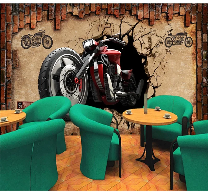 Custom 3D wallpaper mural retro car broken wall personalized ktv interior decoration painting | Обустройство дома