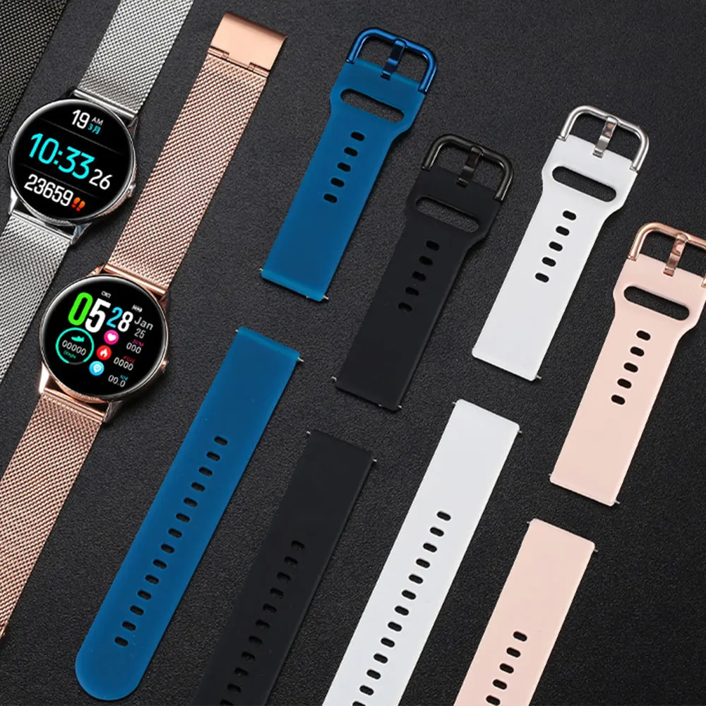 Стальной сетчатый ремешок для смарт часов DT88 длиной 20 мм и силиконовый