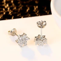 womens flower shaped small stud earrings quality rose gold crystal stone jewelry womens engagement party best gift