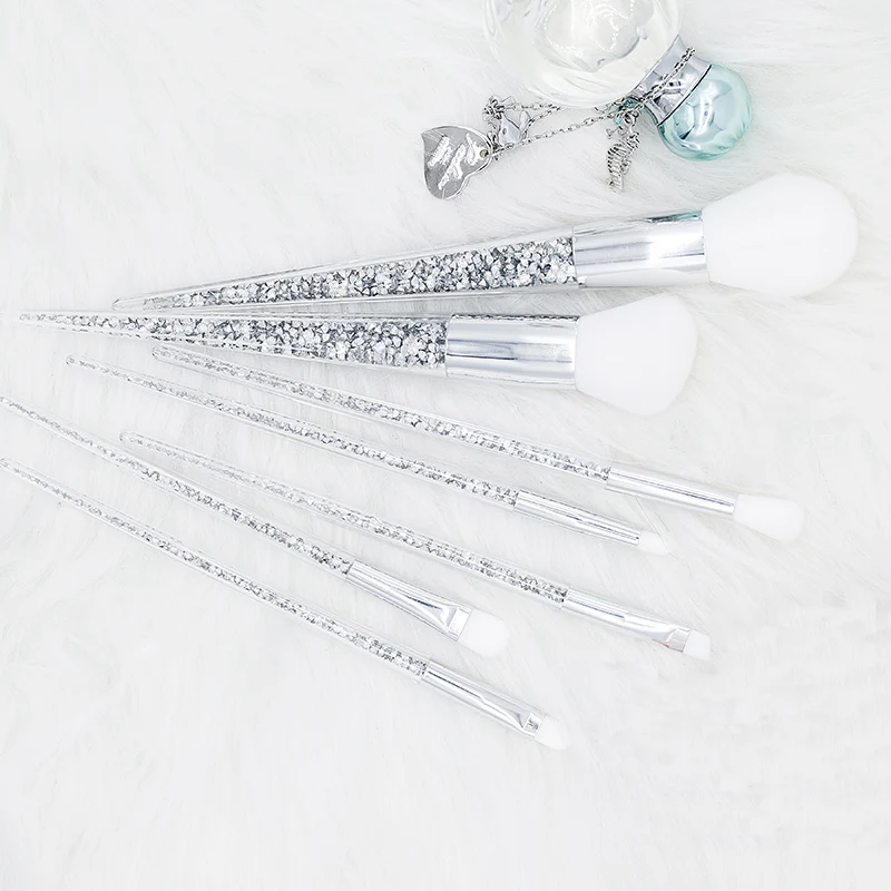 Новый набор кистей для макияжа 7 шт. серебряный бриллиант единорог кристалл