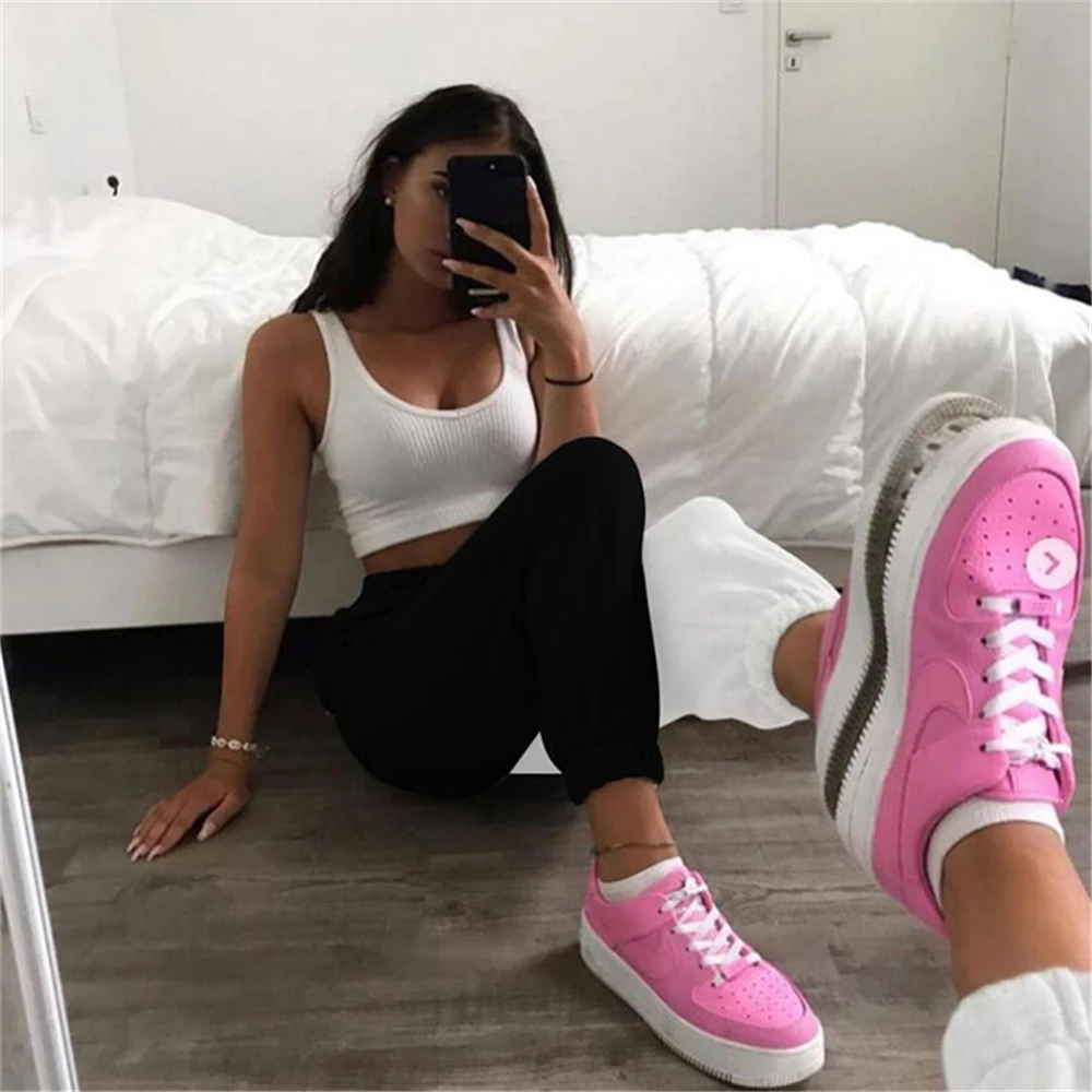 

High Waist Sweatpants Black&White Patchwork Sporty Harem Pants Autumn Winter Women Loose Casual Sporty Streetwear Trousers