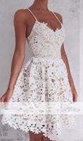 2022 new spaghetti straps mini homecoming dresses full lace lace up back sleeveless short homecoming dresses girls cocktail part