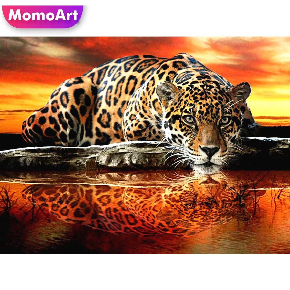 

MomoArt Diamond Mosaic Picture Of Rhinestone Animal Diamond Painting Full Drill Square Leopard Embroidery Art Handicraft