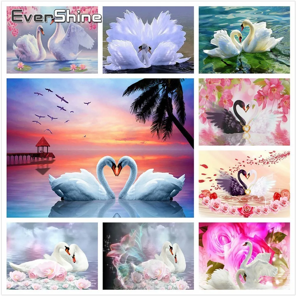 EverShine алмазная вышивка полная выкладка живопись площадь лебеди мозаика картины
