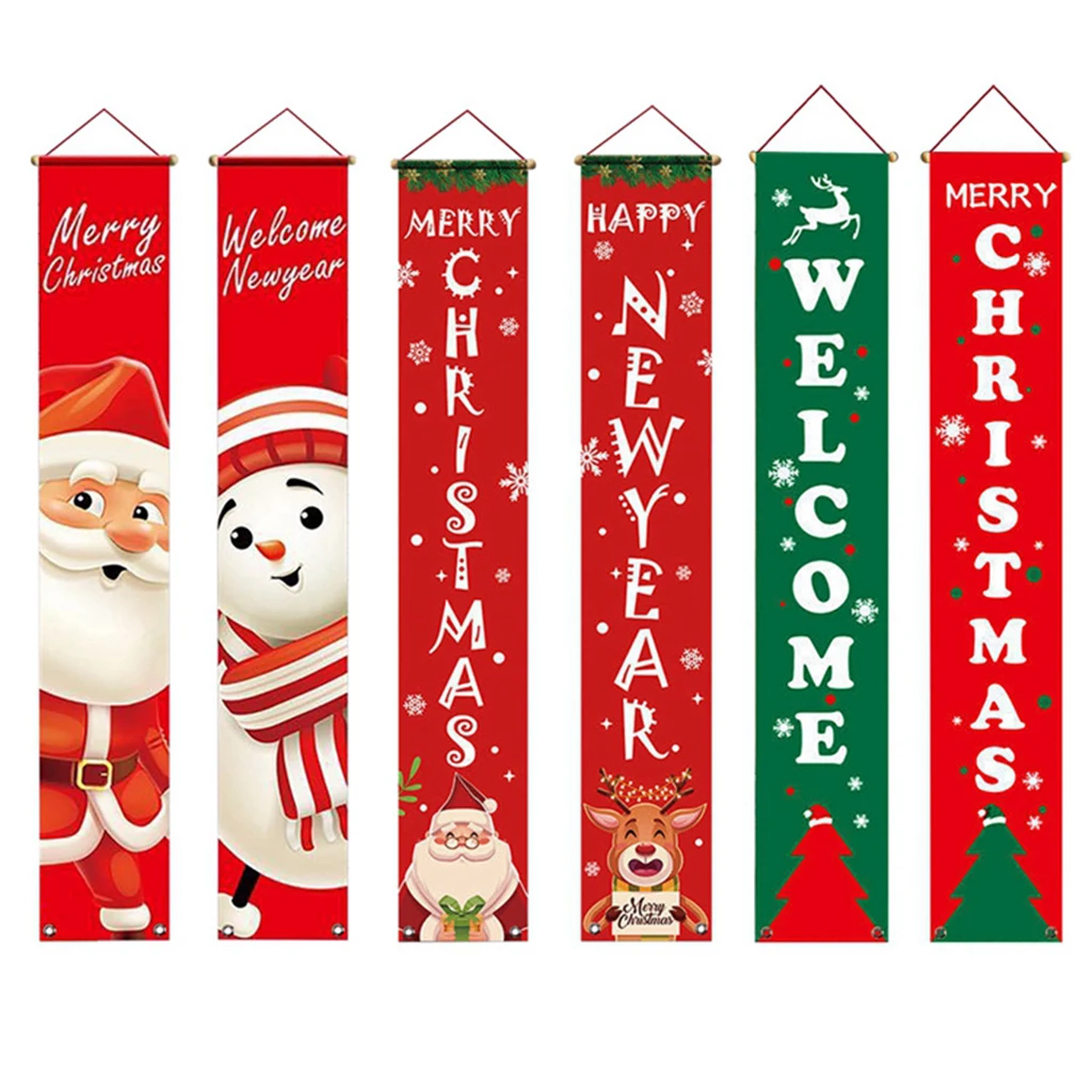 

Merry Christmas Decorations For Home Door Porch Banner Hanging Christmas Ornaments Welcome Happy New Year Coming