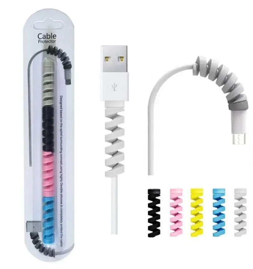 

500 шт. Гибкая спиральная трубка для кабеля, протектор провода, шнур, органайзер, протектор для телефона, зарядный кабель в розничной коробке