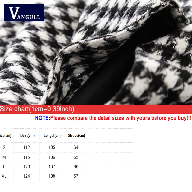 

Winter Plaid Women Wool Coats Turn-down Collar Loose Thick Long Jackets Women 2019 New Warm Black White Plaid Outerwear