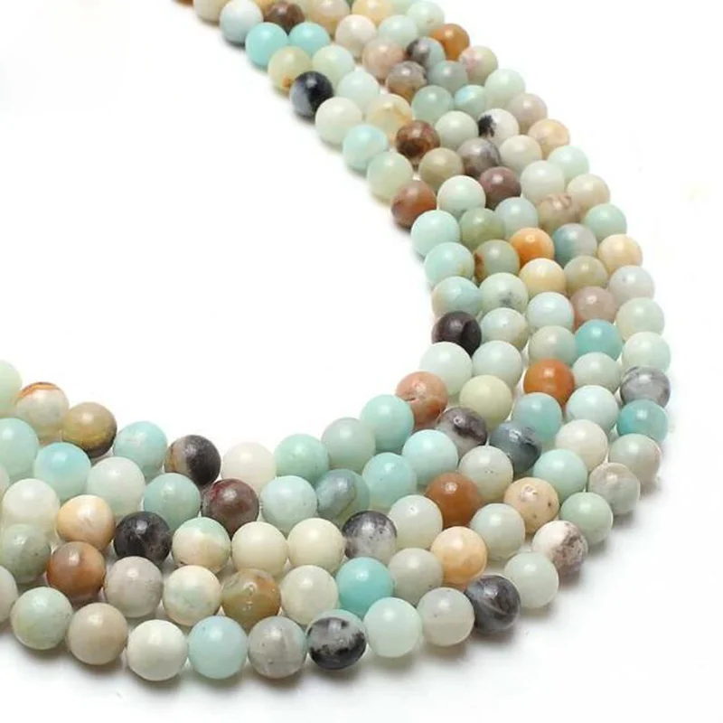 

Multi-Colored Amazonite Round Loose Spacer Beads 4 6 8 10 MM Size for Jewelry Making Bracelets