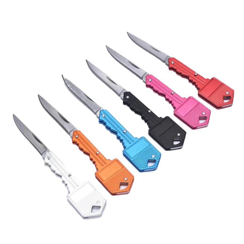

Mini Keyring Ring Key Knife Multi Fruit Blade Keychain Fold Pocket Box Package Camp Peeler Outdoor Letter Open Peeling Survive