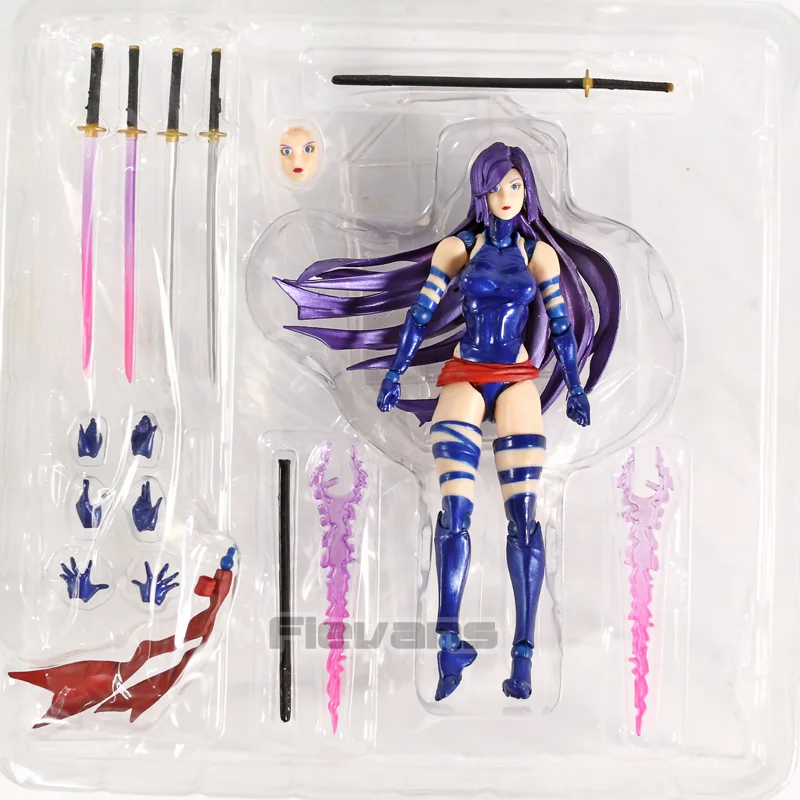 Psylocke 010 no box Revoltech Дэдпул Человек-паук Железный человек Росомаха Магнето Капитан Америка Carnage Psylocke Deathstroke Gambit PVC Action FigureToy - Цвет: Psylocke 010 no box