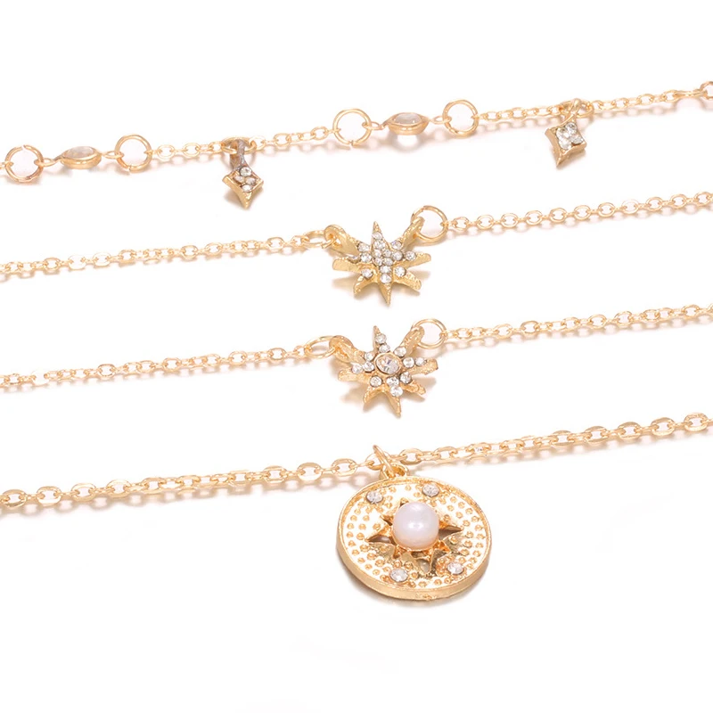 Многослойная Женская цепочка с подвеской ожерелье кулоном в виде космоса звезды