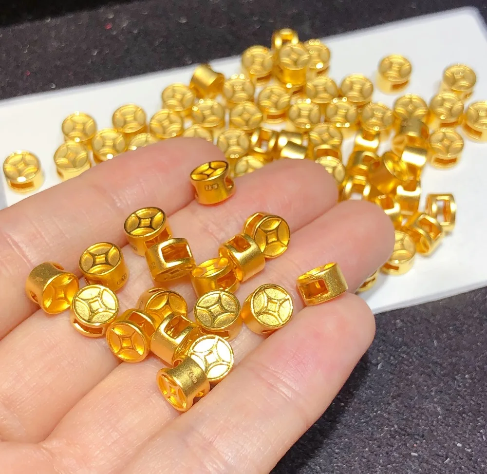 1 шт. бусина из желтого золота 24 к 999 пробы браслет сделай сам кольцо ожерелье 3D