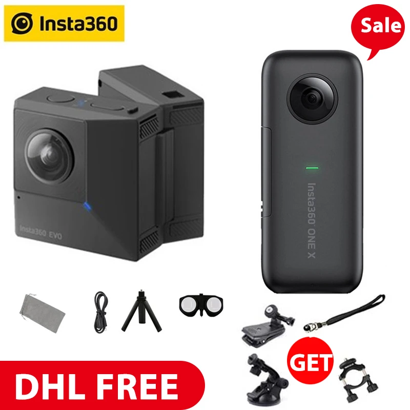 Insta360 EVO 3D VR Insta360 One X панорамная камера F2.2 180 5,7 K видеокамера для iPhone XS Max XR X 8 7 6 series SE PK Xiaomi