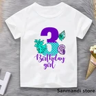 Футболка с графическим принтом русалка для девочек и мальчиков на 3 день рождения, милая детская одежда, забавная футболка, летние топы, футболка с коротким рукавом