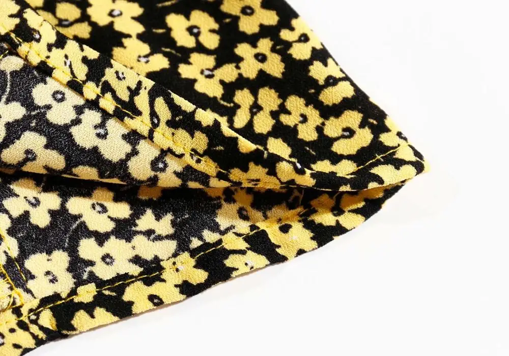 Bazaleas France Night Blue Flowers Print blouse women Fashion Center Buttons Women Cute summer tops | Женская одежда